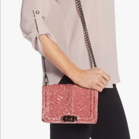Rebecca Minkoff Chevron Quilted Velvet Crossbody Bag - Picture 1 of 3